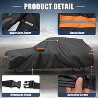 Housse voiture pour Citroën C3 2002-2023, noire, Oxford 300D, imperméable, tous temps