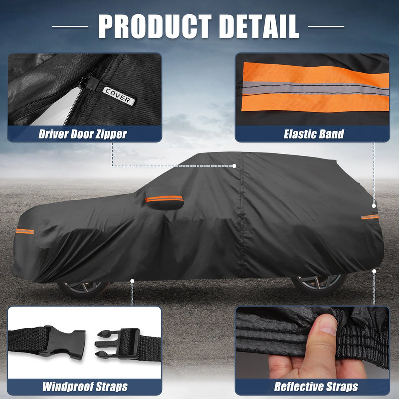 Housse voiture pour Citroën C3 2002-2023, noire, Oxford 300D, imperméable, tous temps