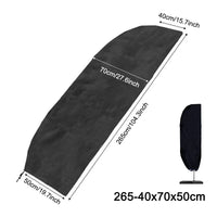 Housse de parasol droit ou déporté Oxford 210D noire, 17 tailles de 140 à 280 cm