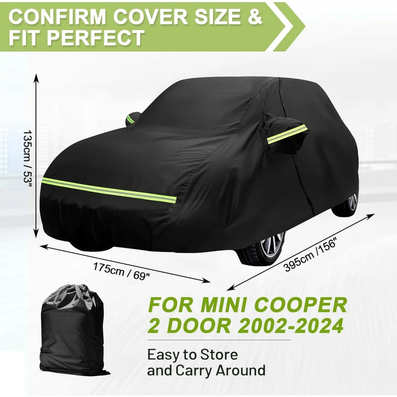 Housse voiture pour Mini Cooper 2 portes 2002-2024, noire, Oxford 210D, imperméable, anti-UV