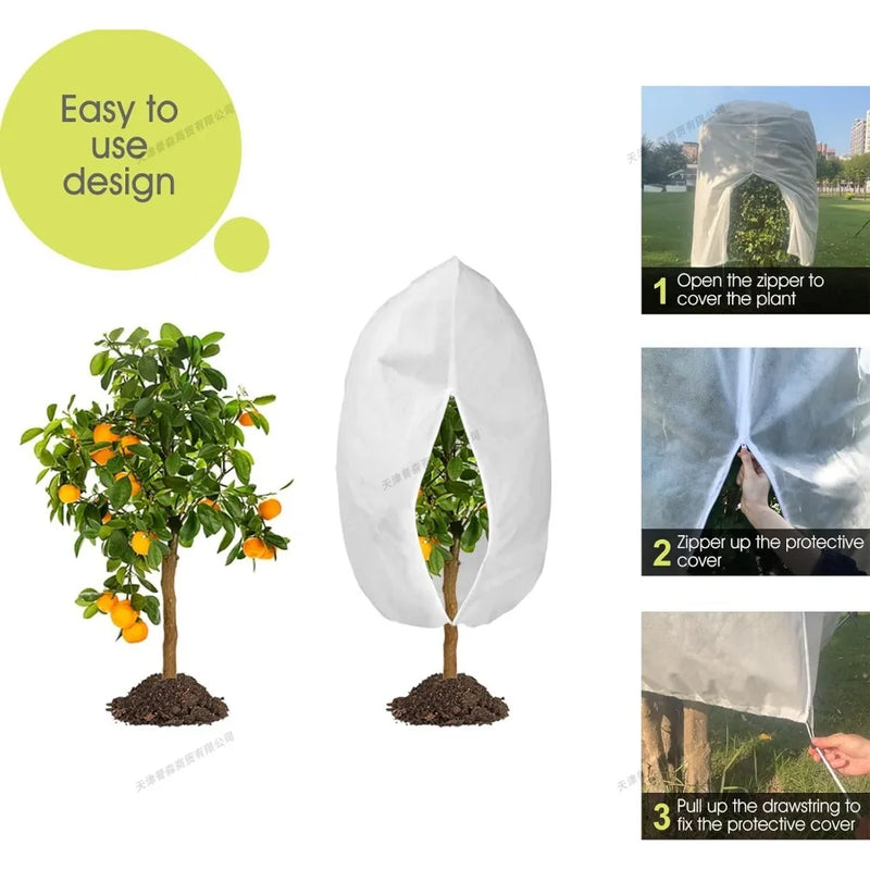 Voile d'hivernage zippé à cordon pour plantes et arbustes, 3 coloris, de 0,5x1 à 2,5x3,5 m