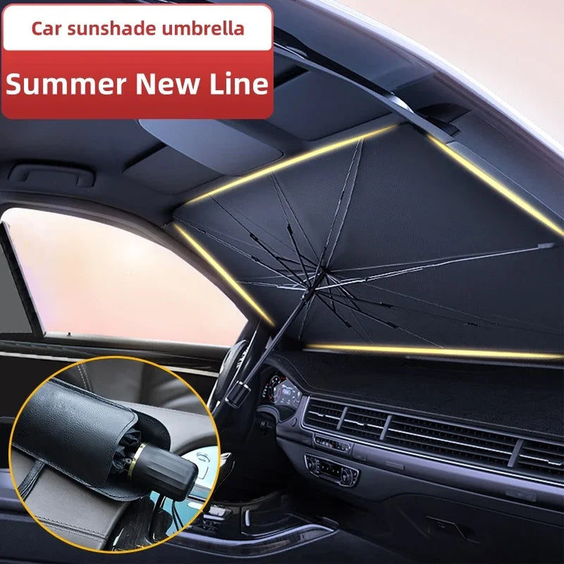 Pare-soleil parapluie pliable pour pare-brise voiture, 2 tailles et rideaux de vitres latérales