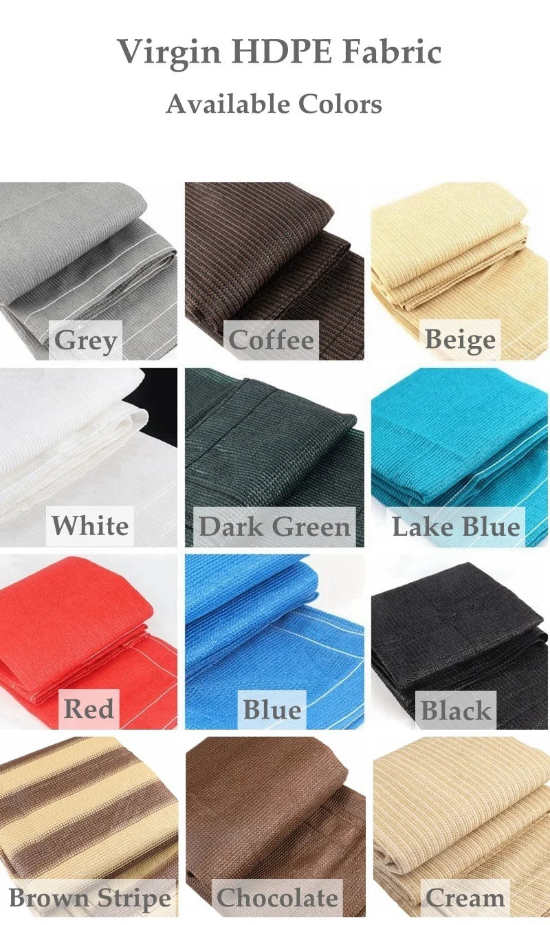 Filet d'ombrage PEHD anti-UV à œillets pour pergola et balcon, 7 coloris
