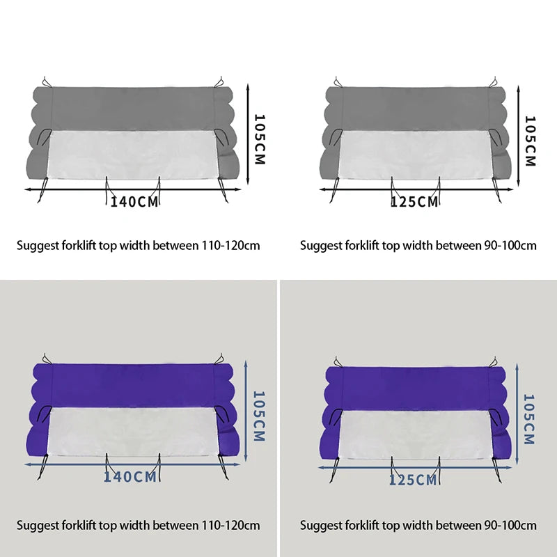 Bâche de toit pour chariot élévateur en PVC imperméable, 105 x 125 ou 105 x 140 cm