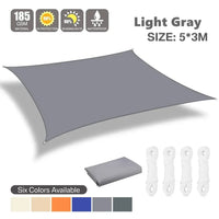 Voile d'ombrage triangulaire ou rectangulaire en polyester enduit PU, 3 coloris, de 2x2x2 à 4x6 m