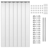 Rideau à lanières PVC transparent en kit, bandes lisses ou nervurées, largeur 91 à 183 cm