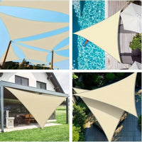 Voile d'ombrage triangulaire 3x3x3 m en polyester anti-UV avec cordes et anneaux inox, 5 coloris