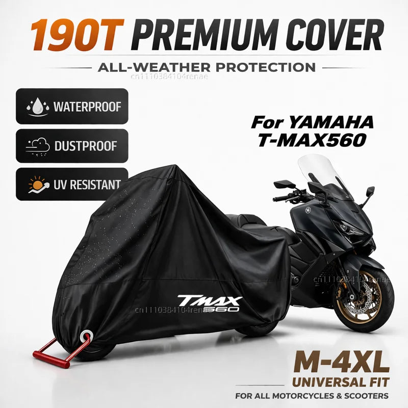 Housse moto pour Yamaha T-Max 560, imperméable, anti-poussière, anti-UV, polyester 190T, tailles M à 4XL
