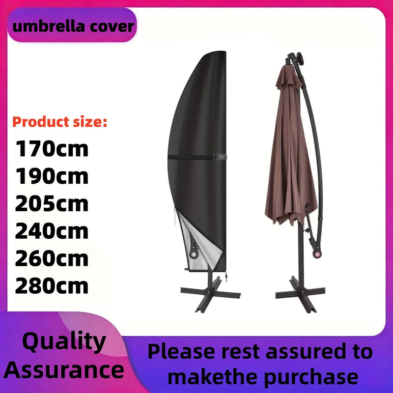 Housse parasol droit ou déporté toutes saisons, polyester, 6 hauteurs de 170 à 280 cm