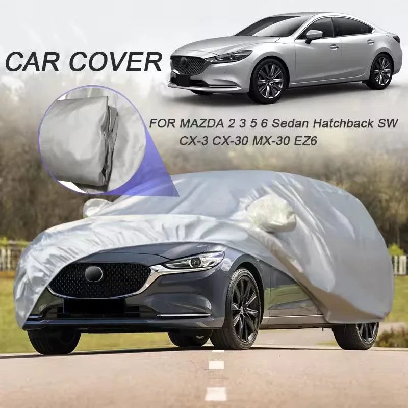 Housse voiture pour Mazda CX-3, CX-30, Mazda 3 et Mazda 6, polyester taffetas argent, imperméable anti-UV