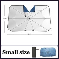 Pare-soleil parapluie pliable pour pare-brise, poignée rotative 360°, 120 x 65 ou 140 x 79 cm