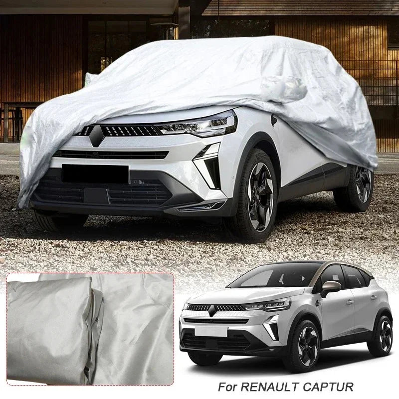 Housse voiture pour Renault Kardian, taffetas de polyester argenté anti-UV avec sac de rangement