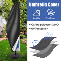 Housse parasol déporté banane ou droit, polyester Oxford 210D, 7 tailles de 170 à 280 cm