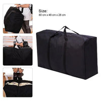 Grand sac de rangement noir 80 x 48 x 25 cm, fermeture éclair, tissu Oxford