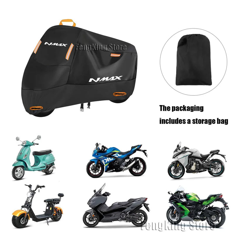 Housse scooter pour Yamaha N-MAX 125 et 155 (2015-2020), polyester 300D imperméable, anti-UV, 7 tailles