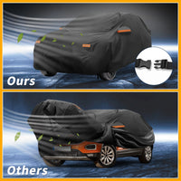 Housse voiture pour Volkswagen T-Roc, noire, 210D-PU, 452 x 145 x 135 cm, fermetures éclair
