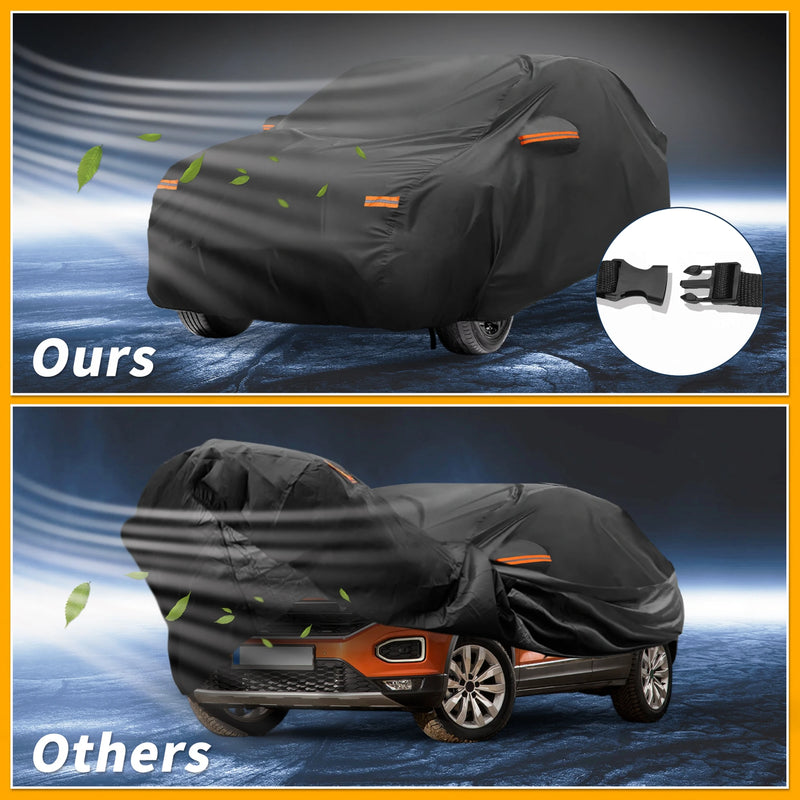 Housse voiture pour Volkswagen T-Roc, noire, 210D-PU, 452 x 145 x 135 cm, fermetures éclair