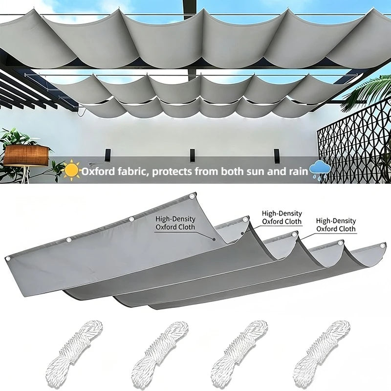 Voile d'ombrage rétractable pergola Oxford anti-UV, 12 coloris, de 1 x 3 à 2 x 6 m
