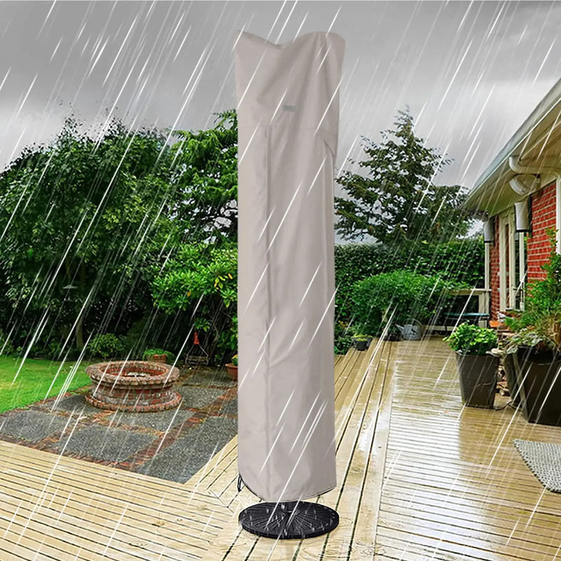 Housse de parasol à bras articulé anti-UV beige, tissu Oxford, 2,1 à 4 m