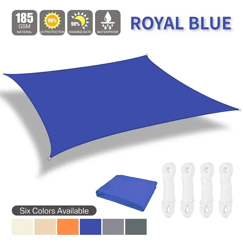 Voile d'ombrage rectangulaire ou carré, 7 coloris, de 2x2 à 4x6 m, option kit de fixation