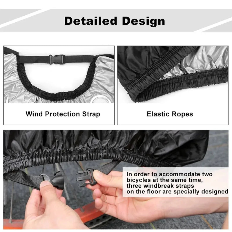 Housse de vélo en polyester 190T anti-UV et anti-pluie, 5 tailles de 170 à 200 cm