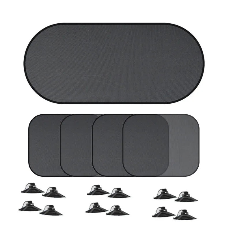 Pare-soleil voiture en maille noire à ventouses pour vitres latérales et lunette arrière, 4 compositions