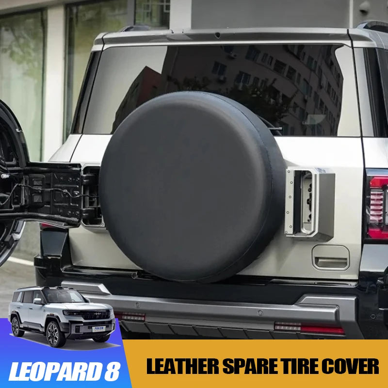 Housse de roue de secours en cuir noir pour BYD Leopard 8