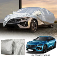 Housse voiture pour Peugeot 208, 308, 508 et 3008 en taffetas polyester argenté anti-UV