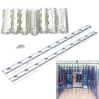 Rideau à lanières PVC transparent, kit de 7 bandes avec rails, 1,05 x 2 m