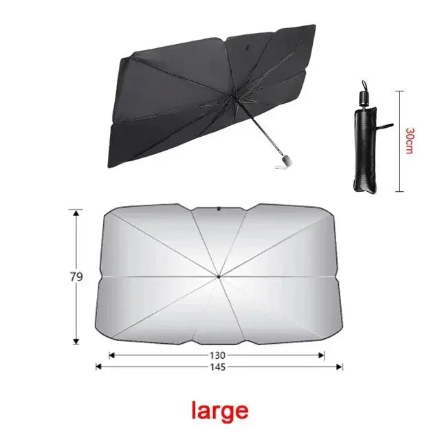 Pare-soleil parapluie pliant en polyester pour pare-brise, 145 x 79 ou 125 x 65 cm, ou rideaux avant