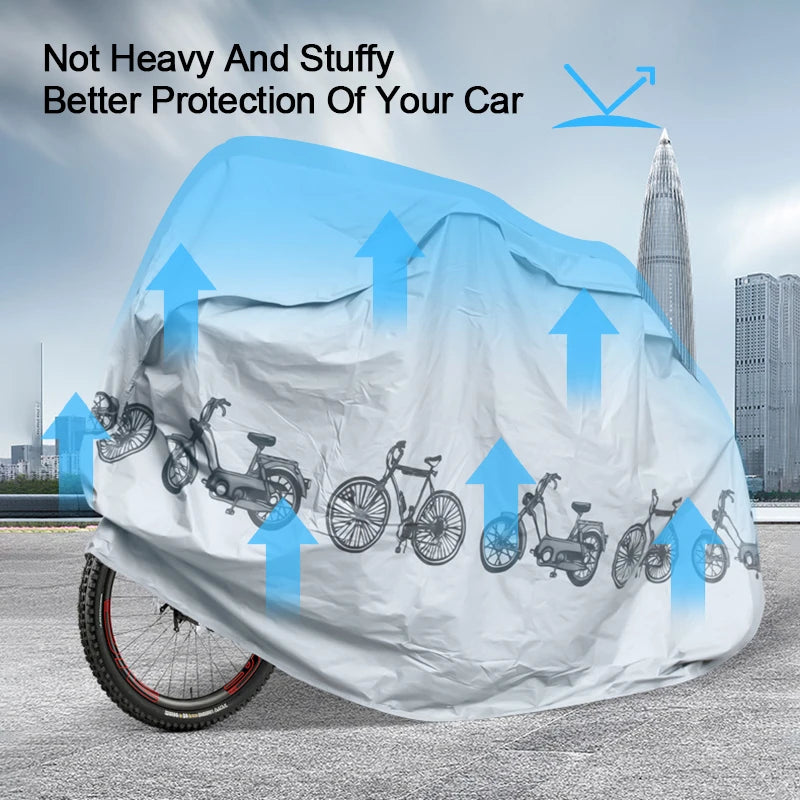 Housse de pluie pour vélo en PEVA avec bande auto-agrippante coupe-vent, anti-UV, grise ou noire