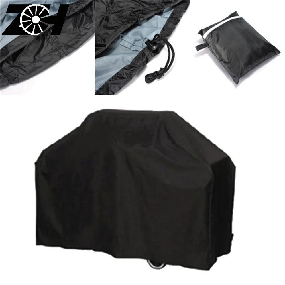 Housse de barbecue extérieur imperméable en polyester noir, 7 tailles du rond au grand chariot