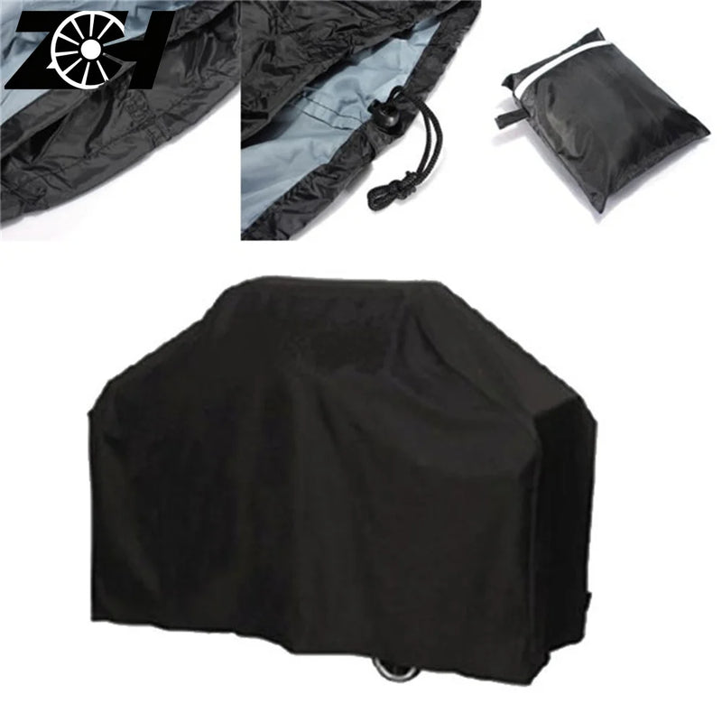 Housse de barbecue extérieur imperméable en polyester noir, 7 tailles du rond au grand chariot