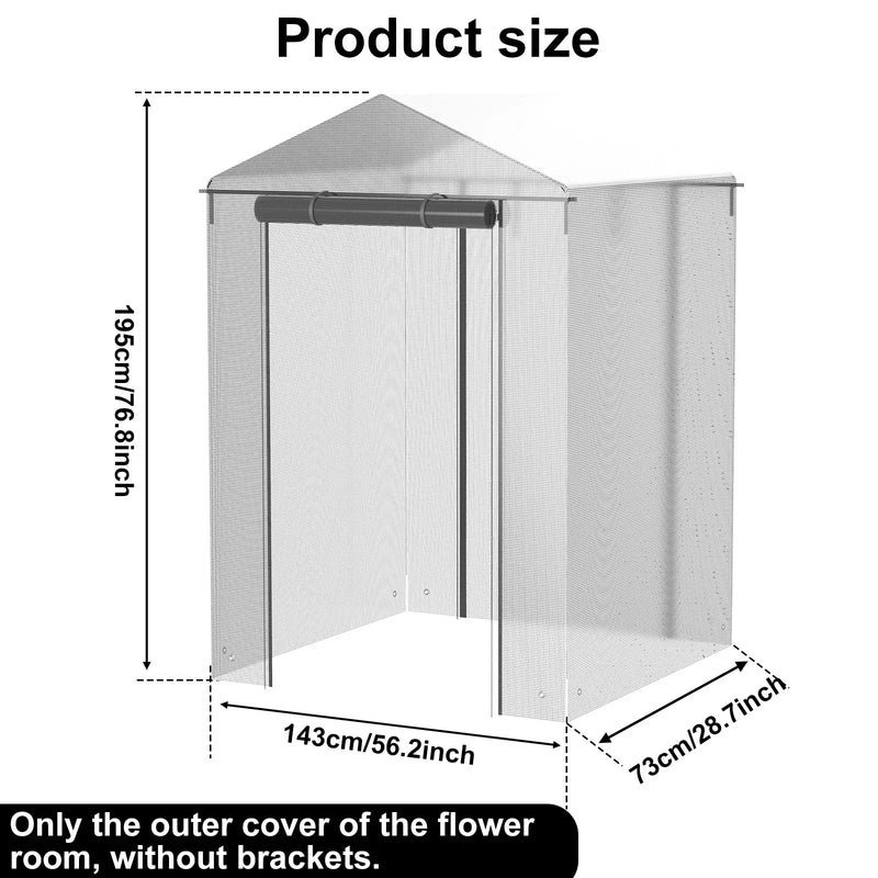 Bâche de rechange pour serre de jardin en PE avec porte zippée enroulable, 4 tailles
