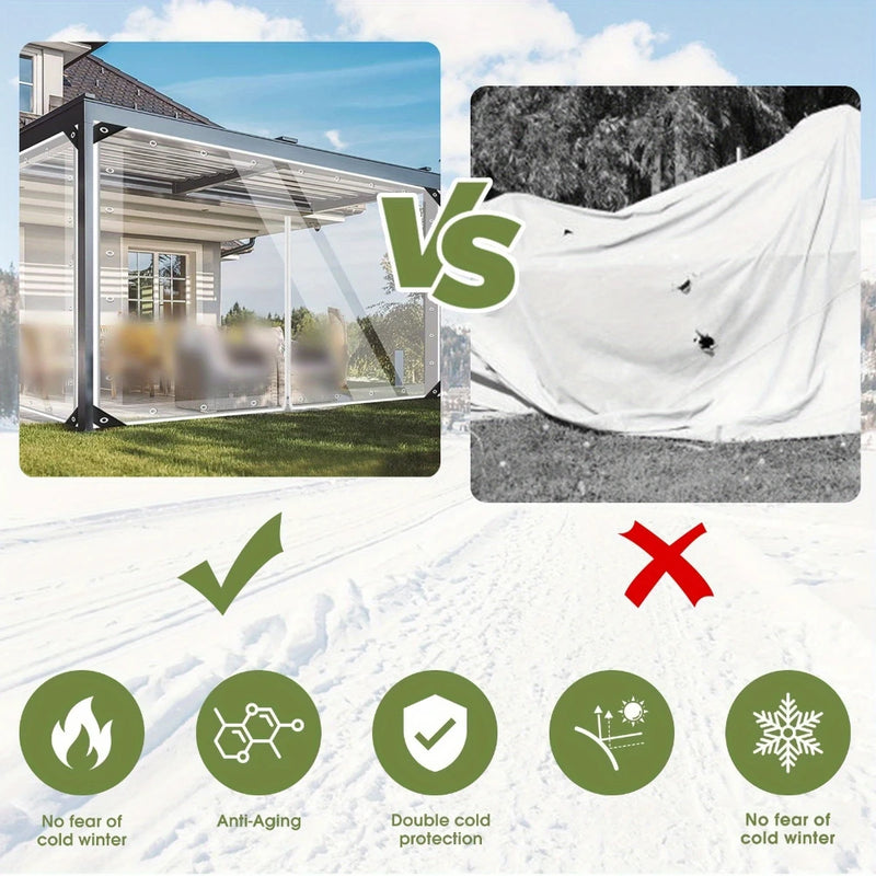 Bâche transparente PVC à œillets, 80 % de transparence, terrasse et poulailler, 7 tailles