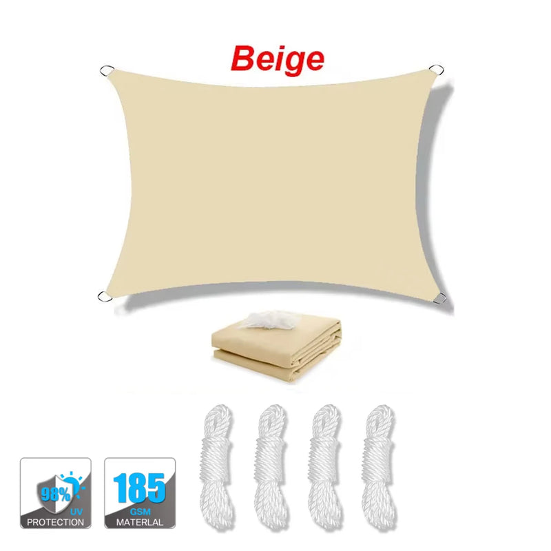 Voile d'ombrage rectangulaire anti-UV 95 % respirante, 13 coloris, 10 tailles