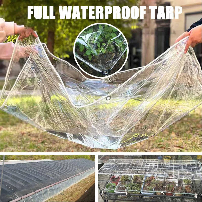 Bâche transparente PVC à œillets, 80 % de transparence, terrasse et poulailler, 7 tailles
