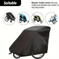 Housse de remorque de vélo imperméable en Oxford 420D noire, 140 x 84 x 100 cm