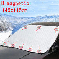 Protection pare-brise argentée anti-neige à aimants, 145x115 ou 160x130 cm, ou 150x70 cm sans aimants