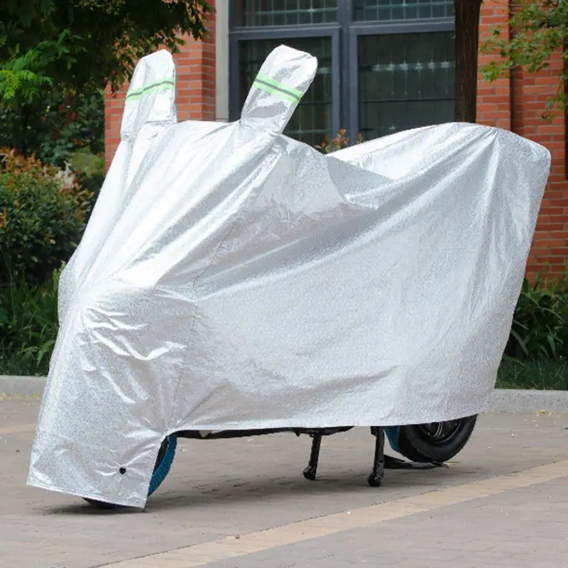 Housse de scooter et moto imperméable anti-UV avec bandes réfléchissantes, noire ou argent, tailles S à L