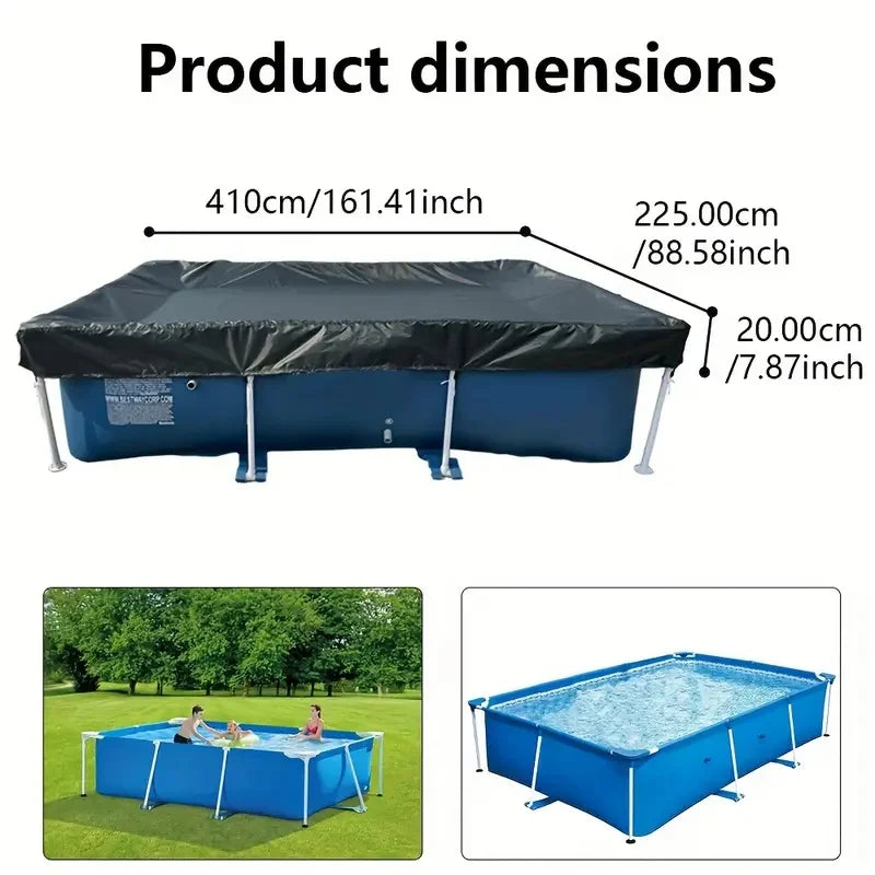 Bâche de piscine hors sol rectangulaire noire en polyester, 230x160 à 460x230 cm