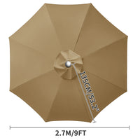 Toile de remplacement parasol 6 ou 8 baleines, imperméable anti-UV, Ø 2 à 3 m