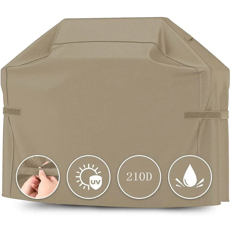 Housse barbecue à gaz imperméable et anti-UV en tissu Oxford, beige ou noir, 2 tailles