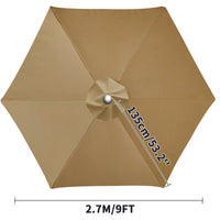 Toile de remplacement parasol 6 ou 8 baleines, imperméable anti-UV, Ø 2 à 3 m