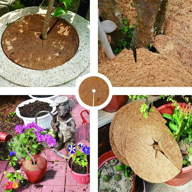 Disque de paillage en fibre de coco pour pot et arbre, de 25 à 40 cm