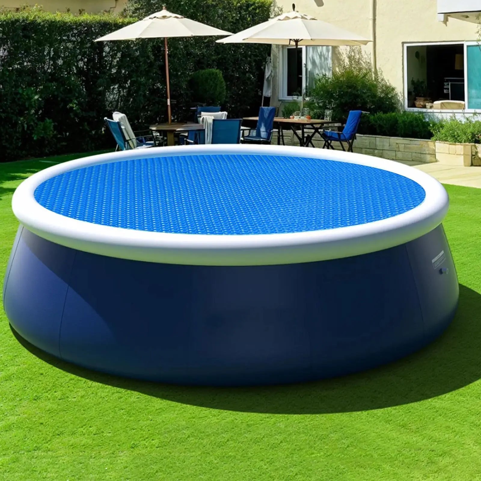 Bâche à bulles solaire ronde en PE pour piscine de 1,83 à 3,05 m, anti-poussière