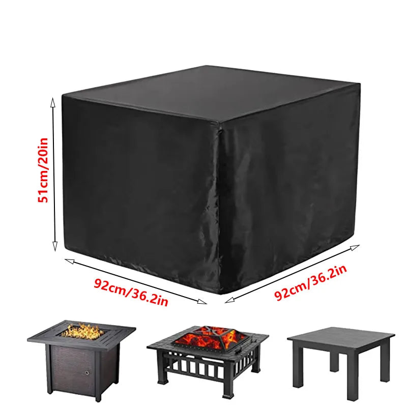 Housse brasero carrée imperméable 210T pour foyer de barbecue, 7 dimensions de 54 à 122 cm