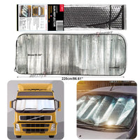 Pare-soleil de pare-brise pour camion 220 x 80 cm, aluminium anti-UV, ventouses et sac