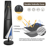 Housse de parasol déporté imperméable en Oxford 210D avec fermeture éclair et tige, 170 à 240 cm