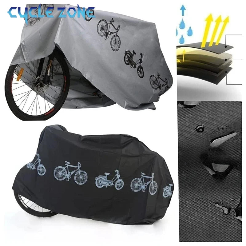 Housse de vélo et moto imperméable en PEVA imprimé vélos, gris ou noir, 200 x 105 cm